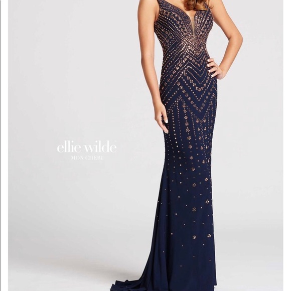Mon Cheri Dresses & Skirts - Mon Cheri-Navy Blue/Rose Gold Dress